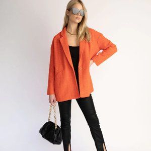 STELLALUNA TEXTURED POCKETED BLAZER - ORANGE -